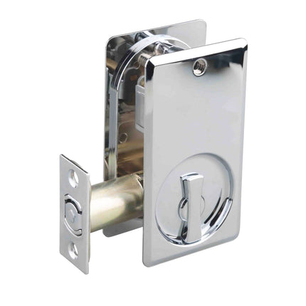 Lockable Cavity Sliding Door Lock Square Box Pack Satin Chrome Plate 66SPDLSCPBP N2LOK