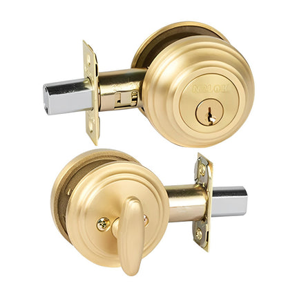 Forged Brass Deadbolt Round Single Cylinder Box Pack Satin Brass A717SBBP N2LOK
