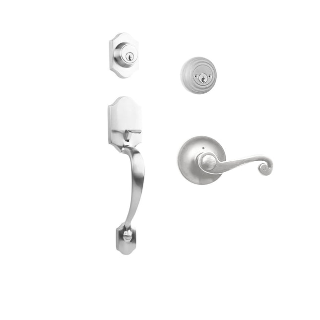 765 CH DC SP/PI PC BP | Charente Door Handle Double Cylinder with Spiral Lever Entrance Set Box Pack Polished Chrome | N2lok