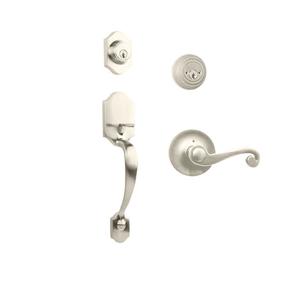 765 CH DC SP/PI SN BP | Charente Door Handle Double Cylinder with Spiral Lever Entrance Set Box Pack Satin Nickel | N2lok