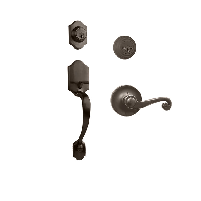 765 CH DC SP/PI VB BP | Charente Door Handle Double Cylinder with Spiral Lever Entrance Set Box Pack Venetian Bronze | N2lok