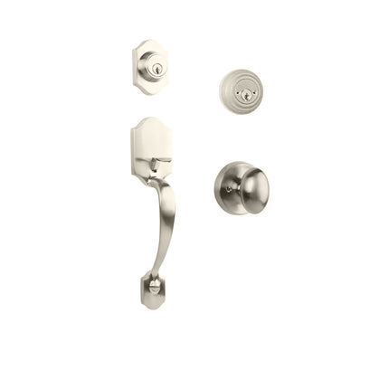 765 CH DC UO/PI SN BP | Charente Door Handle Double Cylinder with Egg Knob Entrance Set Box Pack Satin Nickel | N2lok