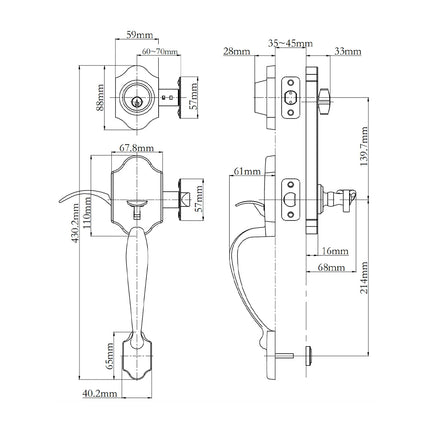 765 CH IC FL L03 BP | Charente Door Handle Interconnect Flutto Lever Entrance Set Polished Brass | N2lok