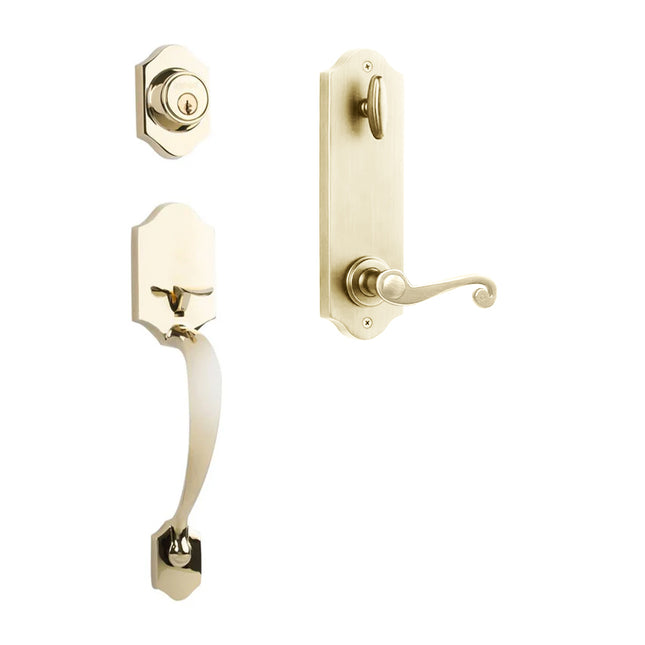 765 CH IC SP L03 BP | Charente Door Handle Interconnect Spiral Lever Entrance Set Polished Brass | N2lok
