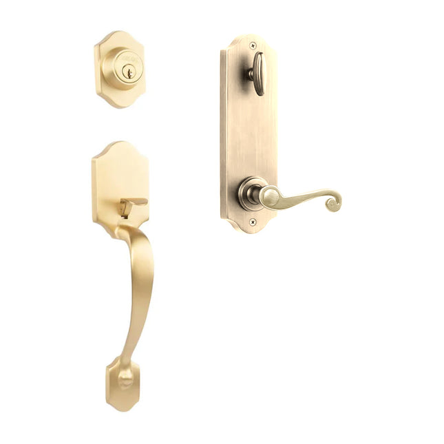 765 CH IC SP SB BP | Charente Door Handle Interconnect Spiral Lever Entrance Set Satin Brass 765 CH IC SP/PI SB BP | N2lok
