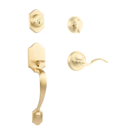 765 CH SC FL/PI SB BP | Charente Door Handle Single Cylinder Flutto Lever Entrance Set Satin Brass | N2lok
