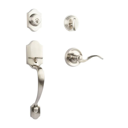 765 CH SC FL/PI SN BP | Charente Door Handle Single Cylinder Flutto Lever Entrance Set Satin Nickel | N2lok
