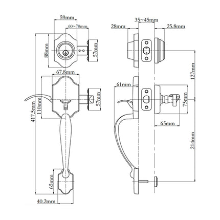 765 CH SC FL/PI SN BP | Charente Door Handle Single Cylinder Flutto Lever Entrance Set Satin Nickel | N2lok
