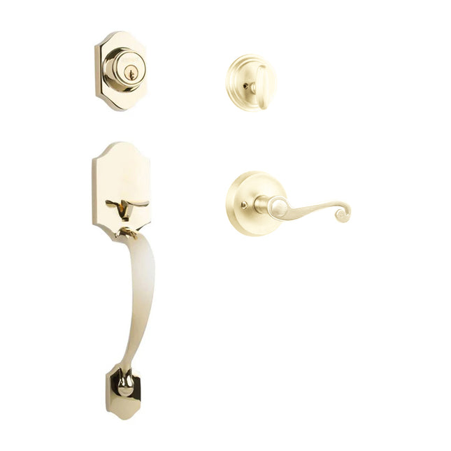 765 CH SC SP/PI L03 BP | Charente Door Handle Single Cylinder Spiral Lever Entrance Set Polished Brass | N2lok