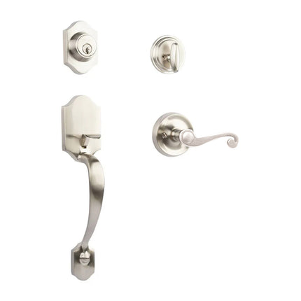 765 CH SC SP/PI SN BP | Charente Door Handle Single Cylinder Spiral Lever Entrance Set Satin Nickel | N2lok