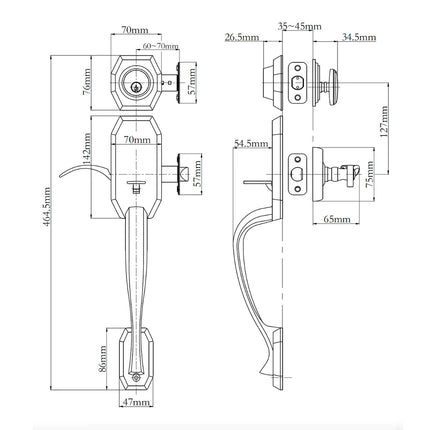765 GA DC FL/PI MB BP | Garrone Door Handle Double Cylinder with Flutto Lever Entrance Set Box Pack Matt Black | N2lok