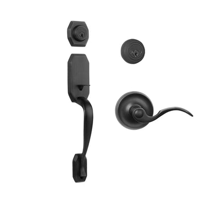 765 GA DC FL/PI MB BP | Garrone Door Handle Double Cylinder with Flutto Lever Entrance Set Box Pack Matt Black | N2lok