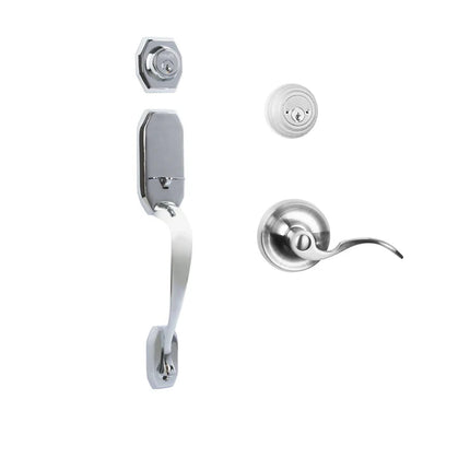 765 GA DC FL/PI PC BP | Garrone Door Handle Double Cylinder with Flutto Lever Entrance Set Box Pack Polished Chrome | N2lok