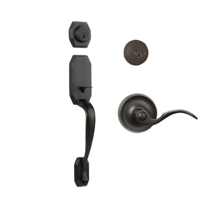 765 GA DC FL/PI VB BP | Garrone Door Handle Double Cylinder with Flutto Lever Entrance Set Box Pack Venetian Bronze | N2lok
