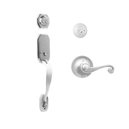765 GA DC SP/PI PC BP | Garrone Door Handle Double Cylinder with Spiral Lever Entrance Set Box Pack Polished Chrome | N2lok