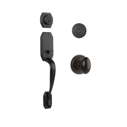 765 GA DC UO/PI MB BP | Garrone Door Handle Double Cylinder with Egg Knob Entrance Set Box Pack Matt Black | N2lok