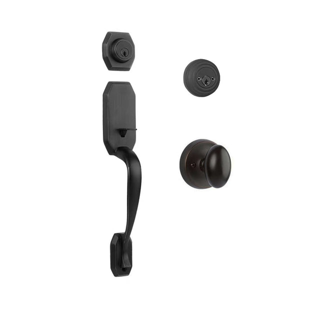 765 GA DC UO/PI MB BP | Garrone Door Handle Double Cylinder with Egg Knob Entrance Set Box Pack Matt Black | N2lok