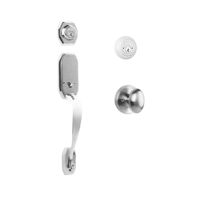 765 GA DC UO/PI PC BP | Garrone Door Handle Double Cylinder with Egg Knob Entrance Set Box Pack Polished Chrome | N2lok