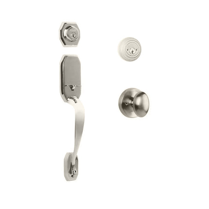 765 GA DC UO/PI SN BP | Garrone Door Handle Double Cylinder with Egg Knob Entrance Set Box Pack Satin Nickel | N2lok