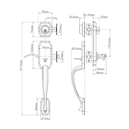 765 GA IC FL VB BP | Garrone Door Handle Interconnect Flutto Lever Entrance Set Venetian Bronze 765 GA IC/FL VB BP | N2lok