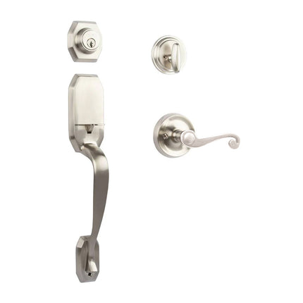 765 GA IC SP SN BP | Garrone Door Handle Interconnect Spiral Lever Entrance Set Satin Nickel 765 GA IC/SP SN BP | N2lok