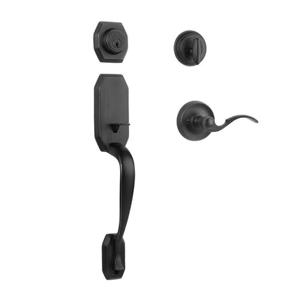 765 GA SC FL/PI MB BP | Garrone Door Handle Single Cylinder Flutto on Piatta Entrance Set Matt Black | N2lok