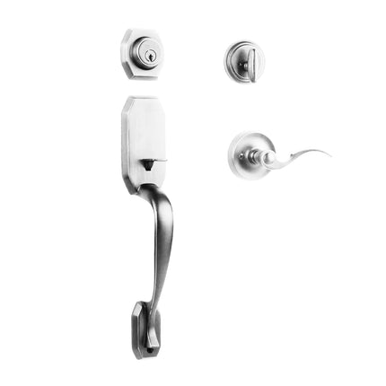 765 GA SC FL/PI PC BP | Garrone Door Handle Single Cylinder Flutto on Piatta Entrance Set Polished Chrome | N2lok