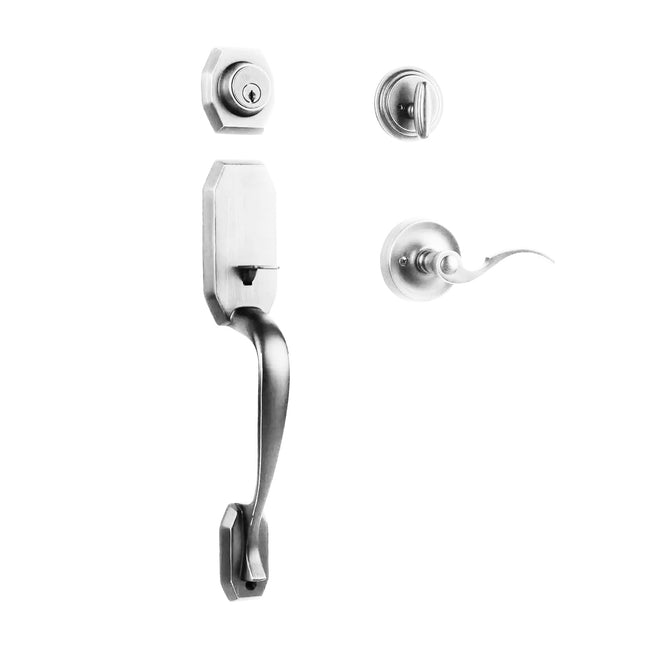 765 GA SC FL/PI PC BP | Garrone Door Handle Single Cylinder Flutto on Piatta Entrance Set Polished Chrome | N2lok
