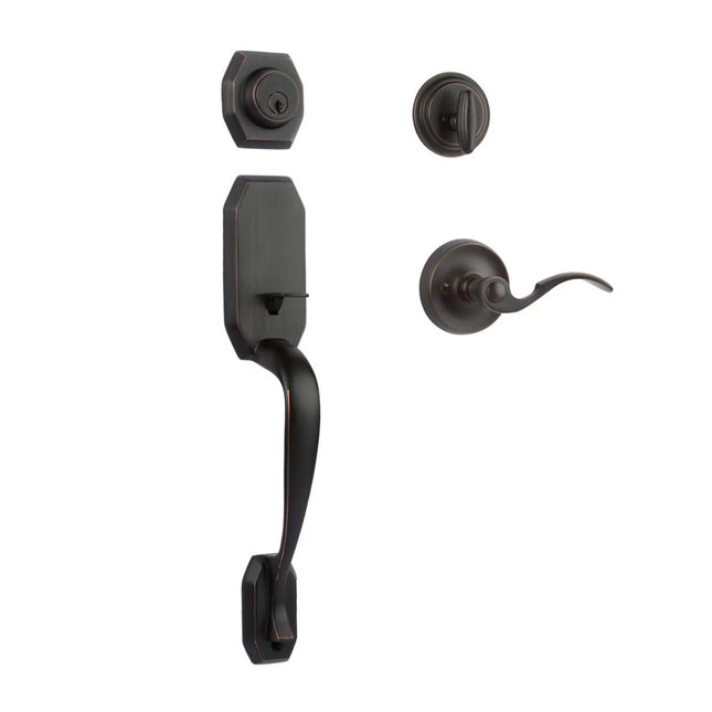 765 GA SC FL/PI VB BP | Garrone Door Handle Single Cylinder Flutto on Piatta Entrance Set Venetian Bronze | N2lok
