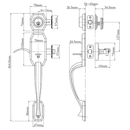 765 GA SC SN BP | Garrone Single Cylinder Door Entrance Set 60-70mm Box Pack Satin Nickel 765GASCSNBP | N2lok
