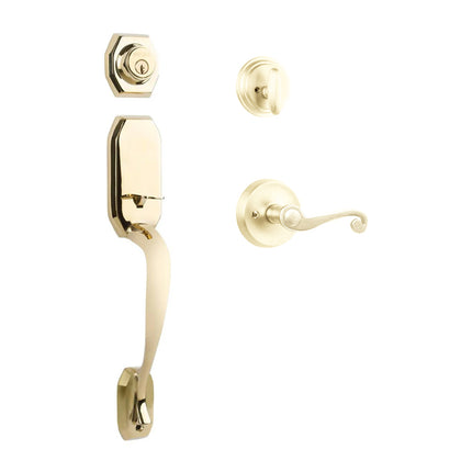 765 GA SC SP/PI L03 BP | Garrone Door Handle Single Cylinder Spiral Lever Entrance Set Polished Brass | N2lok