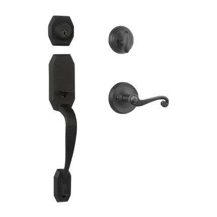 765 GA SC SP/PI MB BP | Garrone Door Handle Single Cylinder Spiral Lever Entrance Set Matt Black | N2lok