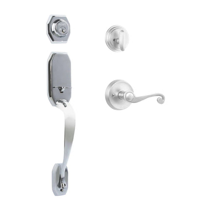 765 GA SC SP/PI PC BP | Garrone Door Handle Single Cylinder Spiral Lever Entrance Set Polished Chrome | N2lok