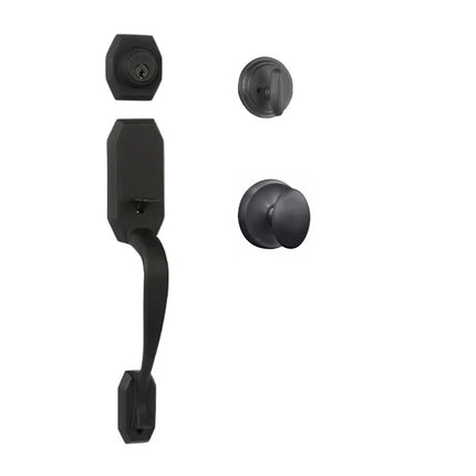 765 GA SC UO/PI MB BP | Garrone Door Handle Single Cylinder Uovo Knob Entrance Set Matt Black | N2lok