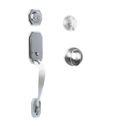 765 GA SC UO/PI PC BP | Garrone Door Handle Single Cylinder Uovo Knob Entrance Set Polished Chrome | N2lok