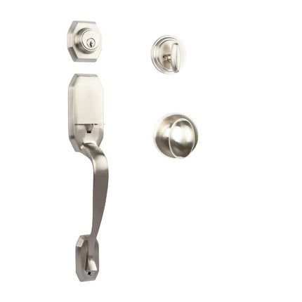 765 GA SC UO/PI SN BP | Garrone Door Handle Single Cylinder Uovo Knob Entrance Set Satin Nickel | N2lok