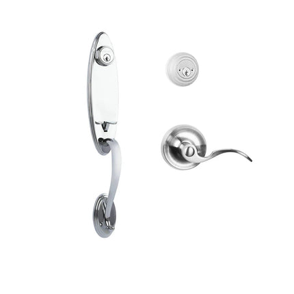 765 LO DC FL/PI PC BP | Loire Door Handle Double Cylinder with Flutto Lever Entrance Set Box Pack Polished Chrome | N2lok