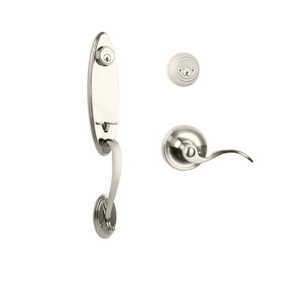 765 LO DC FL/PI SN BP | Loire Door Handle Double Cylinder with Flutto Lever Entrance Set Box Pack Satin Nickel | N2lok