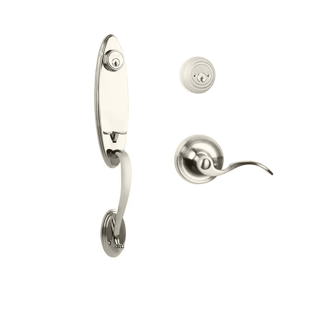 765 LO DC FL/PI SN BP | Loire Door Handle Double Cylinder with Flutto Lever Entrance Set Box Pack Satin Nickel | N2lok