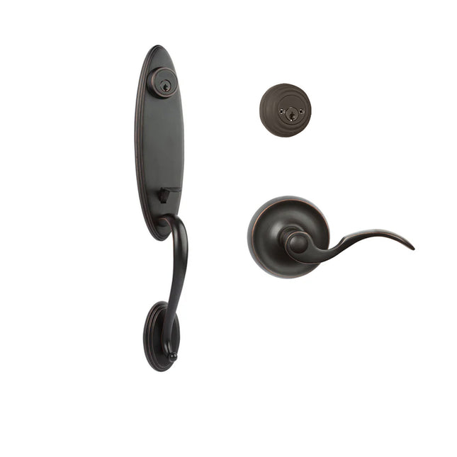 765 LO DC FL/PI VB BP | Loire Door Handle Double Cylinder with Flutto Lever Entrance Set Box Pack Venetian Bronze | N2lok