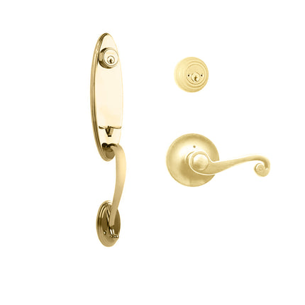 765 LO DC SP/PI L03 BP | Loire Door Handle Double Cylinder with Spiral Lever Entrance Set Box Pack Polished Brass | N2lok