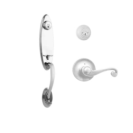 765 LO DC SP/PI PC BP | Loire Door Handle Double Cylinder with Spiral Lever Entrance Set Box Pack Polished Chrome | N2lok