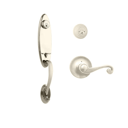 765 LO DC SP/PI SN BP | Loire Door Handle Double Cylinder with Spiral Lever Entrance Set Box Pack Satin Nickel | N2lok
