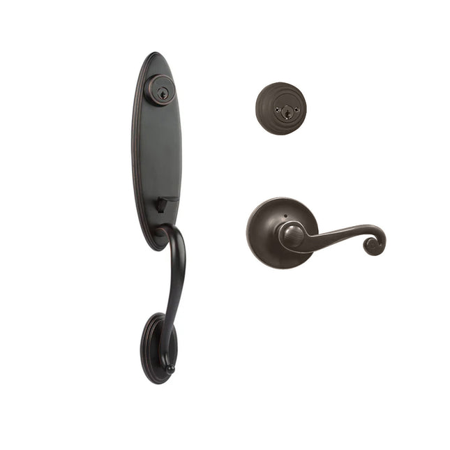 765 LO DC SP/PI VB BP | Loire Door Handle Double Cylinder with Spiral Lever Entrance Set Box Pack Venetian Bronze | N2lok