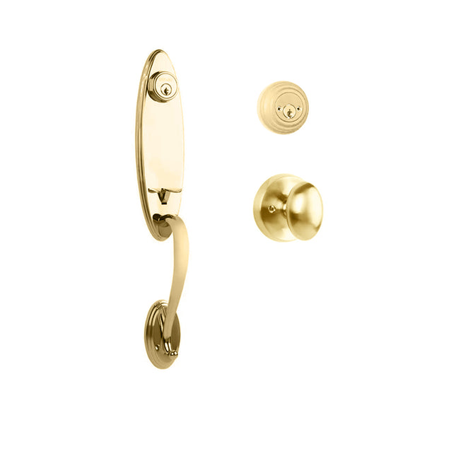 765 LO DC UO/PI L03 BP | Loire Door Handle Double Cylinder with Egg Knob Entrance Set Box Pack Polished Brass | N2lok