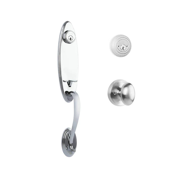 765 LO DC UO/PI PC BP | Loire Door Handle Double Cylinder with Egg Knob Entrance Set Box Pack Polished Chrome | N2lok
