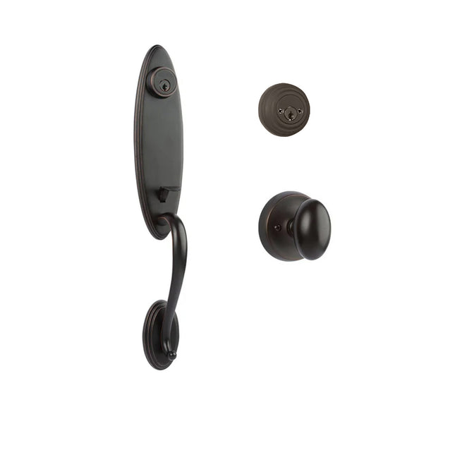 765 LO DC UO/PI VB BP | Loire Door Handle Double Cylinder with Egg Knob Entrance Set Box Pack Venetian Bronze | N2lok