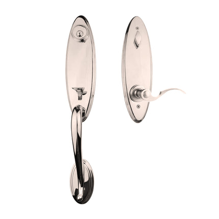765 LO IC FL SN BP | Loire Door Handle Interconnect Flutto Lever Entrance Set Satin Nickel 765 LO IC FL/PI SN BP | N2lok