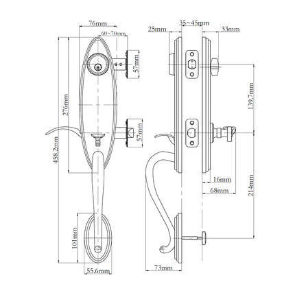 765 LO IC FL VB BP | Loire Door Handle Interconnect Flutto Lever Entrance Set Venetian Bronze 765 LO IC FL/PI VB BP | N2lok