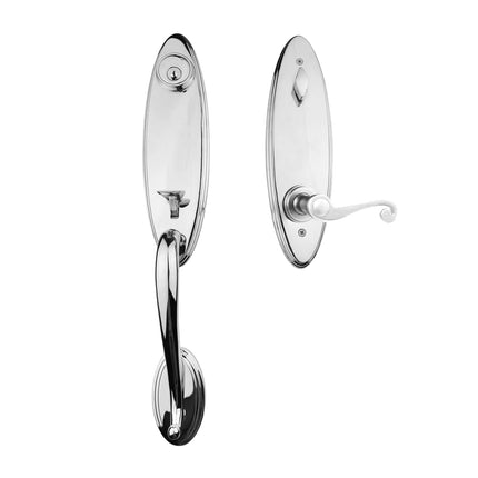 765 LO IC SP PC BP | Loire Door Handle Interconnect Spiral Lever Entrance Set Polished Chrome 765 LO IC SP/PI PC BP | N2lok